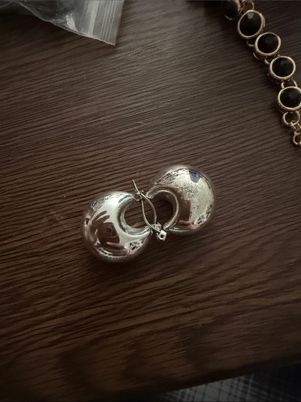 Classic Silver Hoop Drop Earrings - Polished Silver Finish